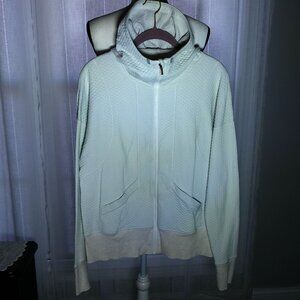 LUCY Long Sleeve Zip-Up Hoodie Pale Green w/Cream Accents Sweatshirt M